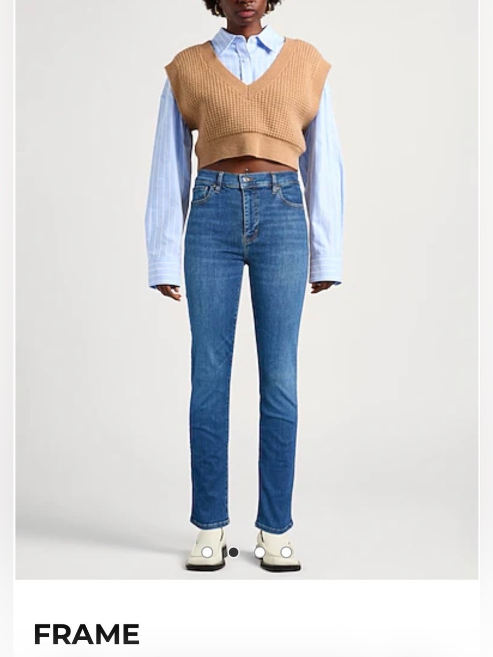 Frame Le High Straight Stretch Jeans in Medium Blue